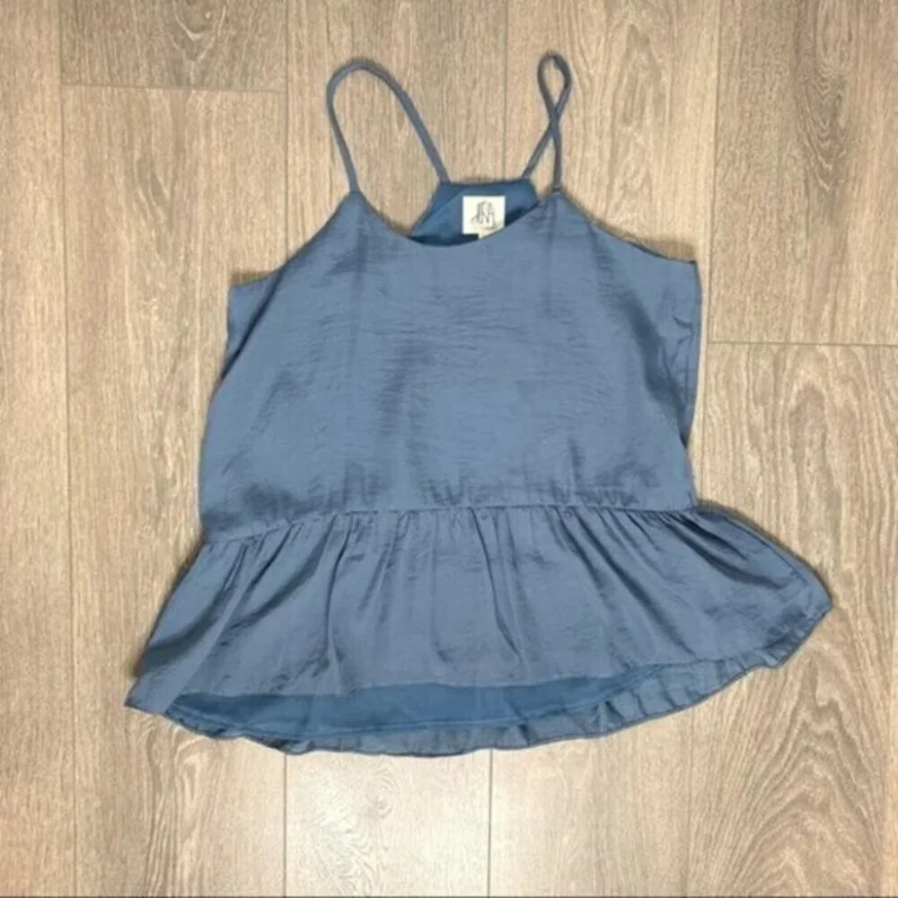 Anthropologie dRA Sham Top Blouse Blue Camisole Peplum Ruffle Size XS - Picture 2 of 13